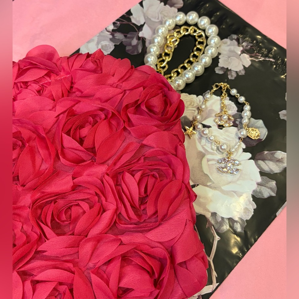 💖🌺NWOT Beautiful Fine Boutique Berry/Fuchsia/Pink Floral Handbag and/or Clutch - Picture 9 of 11